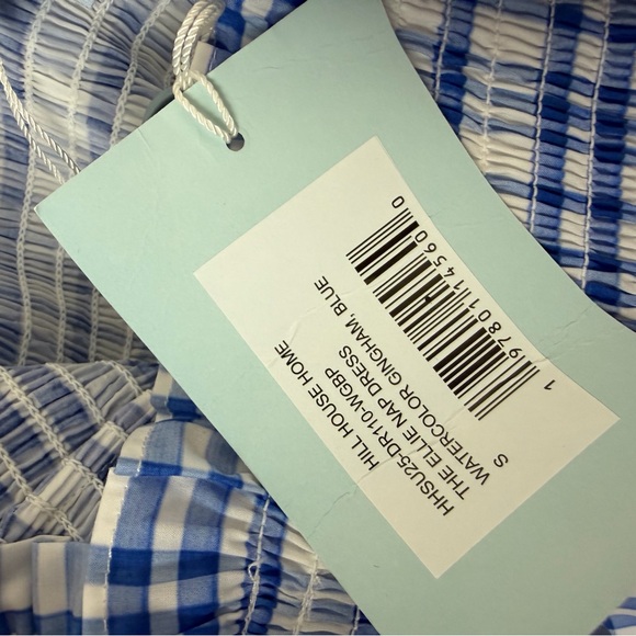 NWT Hill House Water color gingham nap midi dress Blue Size S - Picture 11 of 12